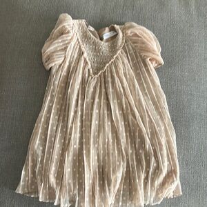 Zara Tan Babydoll Dress with Puff Sleeves for Cocktail